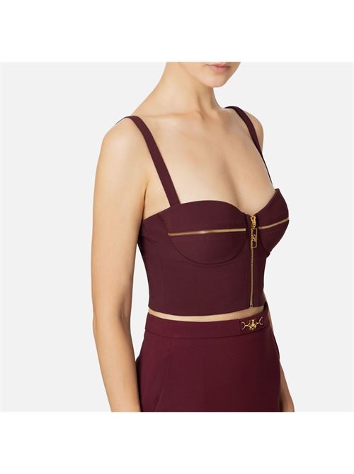 Top balconcino in doppio crêpe con motivo di zip ELISABETTA FRANCHI | TO00146E246E2CG3